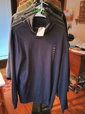 St. John's Bay Navy Long Sleeve Mock Neck Shirt Bin 1